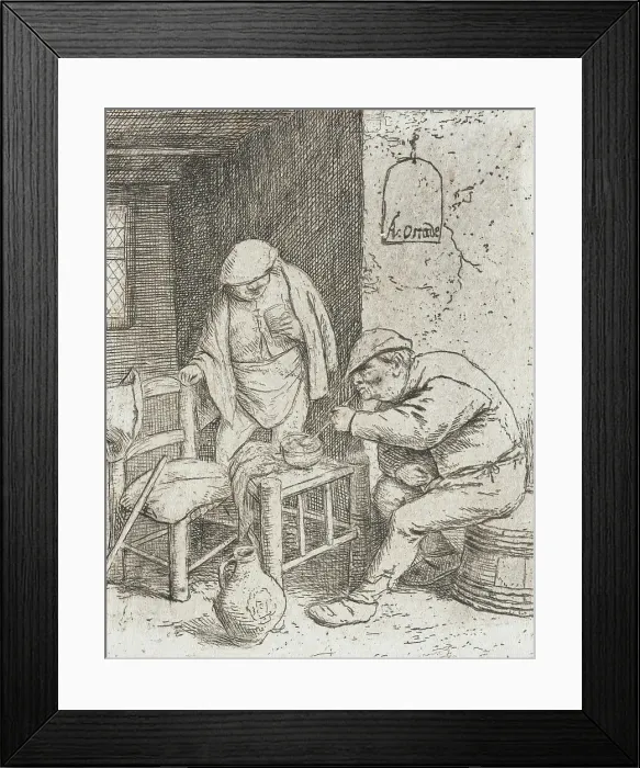 Framed Print : The Smoker and the Drinker, c1682. Creator: Adriaen van Ostade Framed Print : The Smoker and the Drinker, c1682. Creator: Adriaen van Ostade
