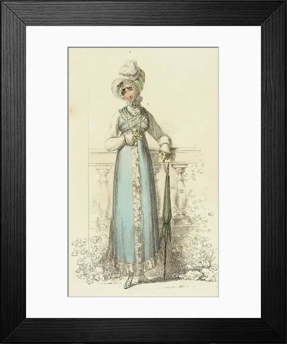 Framed Print : Fashion Plate (Promenade Dress), 1814. Creator: Rudolph Ackermann Framed Print : Fashion Plate (Promenade Dress), 1814. Creator: Rudolph Ackermann