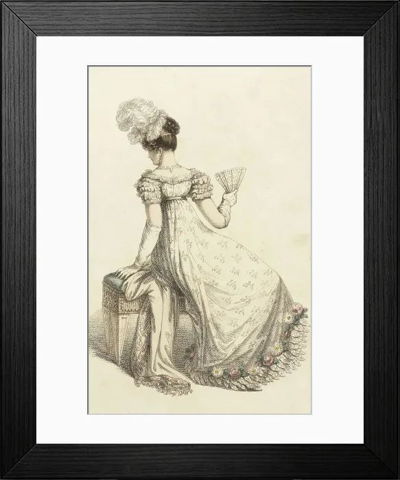 Framed Print : Fashion Plate (Evening Dress), 1820. Creator: Rudolph Ackermann Framed Print : Fashion Plate (Evening Dress), 1820. Creator: Rudolph Ackermann