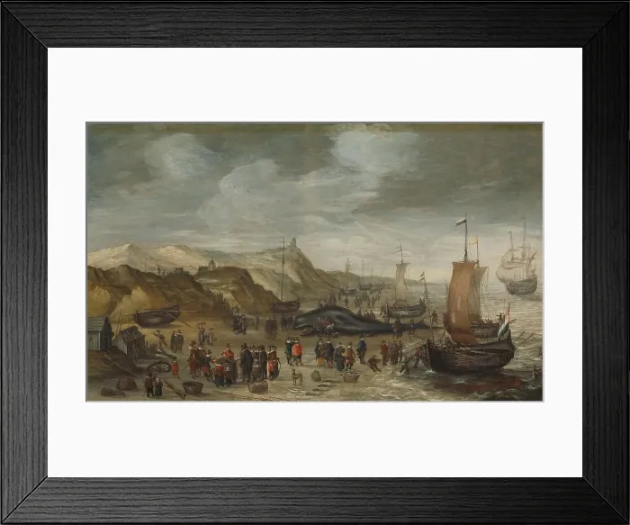Framed Print : A Sperm Whale Washed up on the Beach at Noordwijk, 28 December 1614, 1614-1626. Creator: Hans Saveryy Framed Print : A Sperm Whale Washed up on the Beach at Noordwijk, 28 December 1614, 1614-1626. Creator: Hans Saveryy