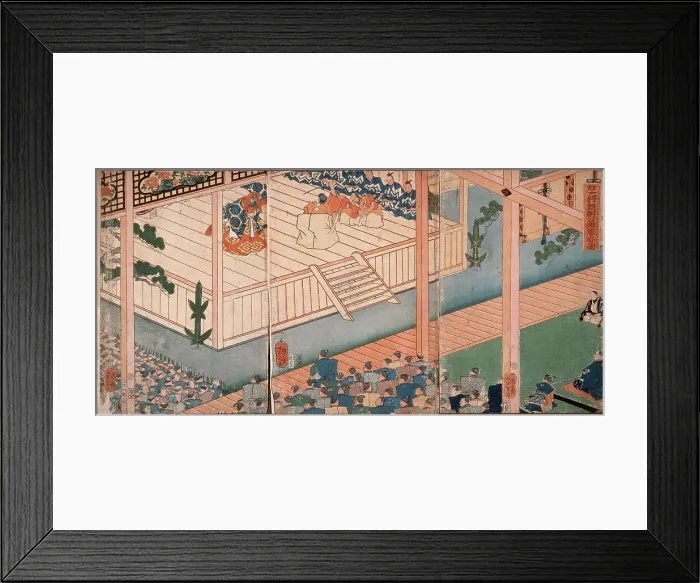 Framed Print : Lord Yoritomoku Watches a Noh Performance, 19th century. Creator: Tsukioka Yoshitoshi Framed Print : Lord Yoritomoku Watches a Noh Performance, 19th century. Creator: Tsukioka Yoshitoshi
