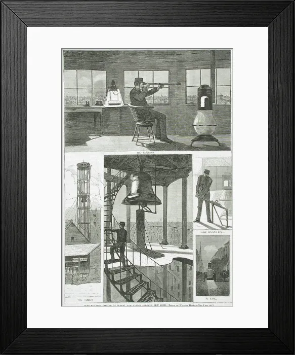 Framed Print : Watch-Tower, Corner of Spring and Varick Streets, New York, 1874. Creator: Unknown Framed Print : Watch-Tower, Corner of Spring and Varick Streets, New York, 1874. Creator: Unknown
