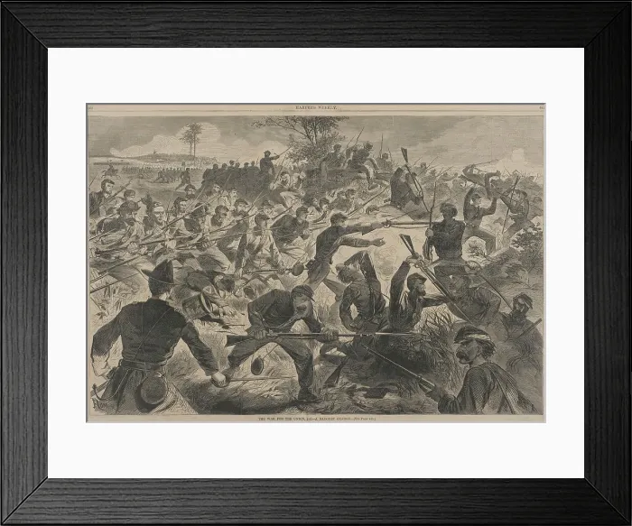 Framed Print : The War for the Union - A Bayonet Charge, 1862. Creator: Unknown