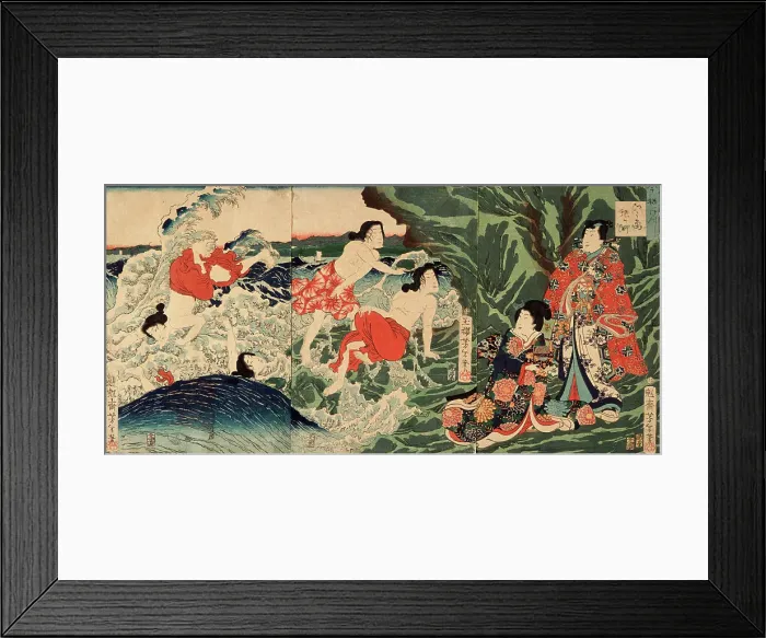 Framed Print : A Modern Prince Genji at Chigogafuchi, Enoshima, 1864. Creator: Tsukioka Yoshitoshi Framed Print : A Modern Prince Genji at Chigogafuchi, Enoshima, 1864. Creator: Tsukioka Yoshitoshi