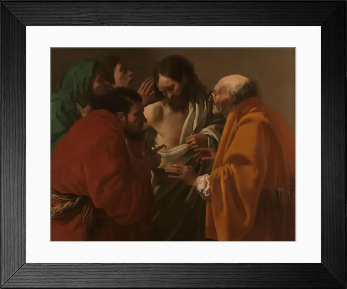 Framed Print : The Incredulity of Thomas, c.1622. Creator: Hendrick ter Brugghen Framed Print : The Incredulity of Thomas, c.1622. Creator: Hendrick ter Brugghen