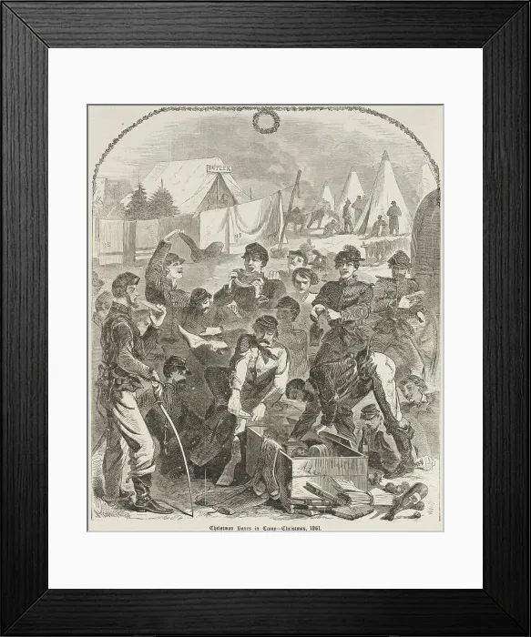 Framed Print : Christmas Boxes in Camp - Christmas, 1861, 1862. Creator: Unknown Framed Print : Christmas Boxes in Camp - Christmas, 1861, 1862. Creator: Unknown
