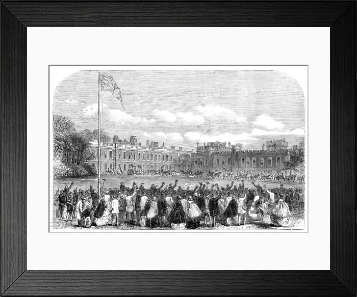 Framed Print : The Review of Lancashire Rifle Volunteers in Knowsley Park - the Earl and Countess of... 1860. Creator: Unknown Framed Print : The Review of Lancashire Rifle Volunteers in Knowsley Park - the Earl and Countess of... 1860. Creator: Unknown