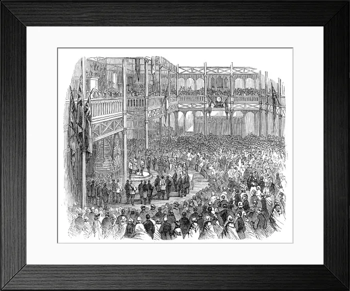 Framed Print : The Prince opening the Industrial Exhibition in the Crystal Palace, 1860. Creator: Unknown