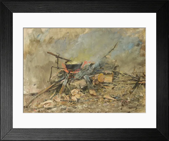 Framed Print : A Fire with a Kettle. Study for Sancta Simplicitas. Creator: Carl Gustaf Hellqvist Framed Print : A Fire with a Kettle. Study for Sancta Simplicitas. Creator: Carl Gustaf Hellqvist