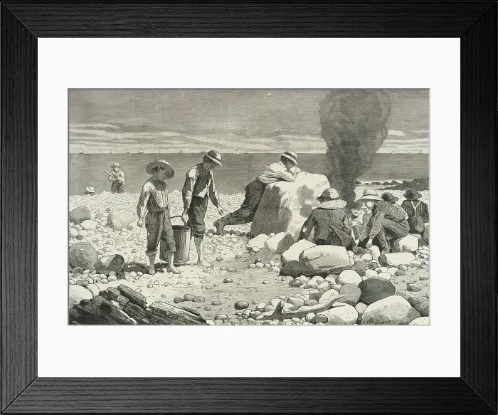 Framed Print : Seaside Sketches - A Clam-bake, 1873. Creator: Unknown Framed Print : Seaside Sketches - A Clam-bake, 1873. Creator: Unknown