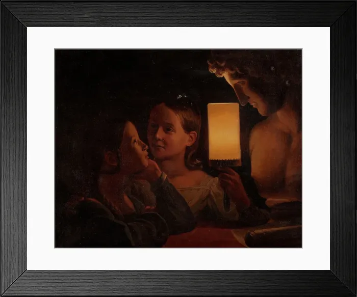 Framed Print : Two Children Illuminating a Sculpted Bust, 1839. Creator: Johan Gustaf Sandberg Framed Print : Two Children Illuminating a Sculpted Bust, 1839. Creator: Johan Gustaf Sandberg