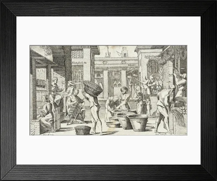 Framed Print : Trades Practiced in Bologna, c1640. Creators: Agostino Parisini, Francesco Curti Framed Print : Trades Practiced in Bologna, c1640. Creators: Agostino Parisini, Francesco Curti
