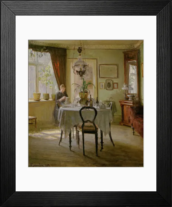 Framed Print : Sunlight in the Dining-room, 1889. Creator: Viggo Johansen Framed Print : Sunlight in the Dining-room, 1889. Creator: Viggo Johansen