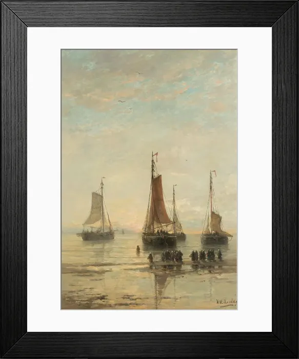 Framed Print : Bluff-Bowed Scheveningen Boats at Anchor, 1860-1889. Creator: Hendrik Willem Mesdag Framed Print : Bluff-Bowed Scheveningen Boats at Anchor, 1860-1889. Creator: Hendrik Willem Mesdag