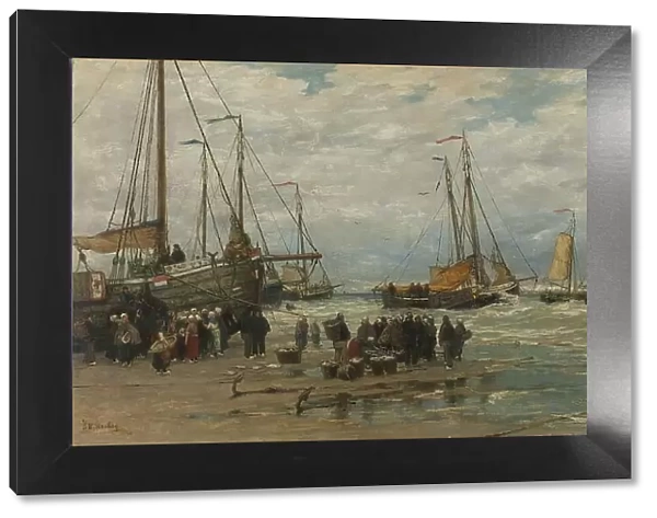 Fishing Pinks in Breaking Waves, c.1875-c.1885. Creator: Hendrik Willem Mesdag