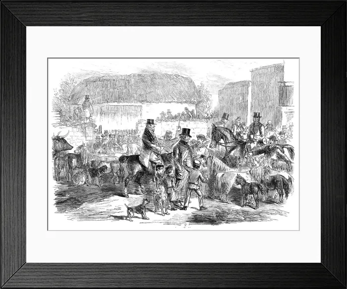Framed Print : The Exmoor Pony Fair at Bampton, Devon, 1860. Creator: Unknown Framed Print : The Exmoor Pony Fair at Bampton, Devon, 1860. Creator: Unknown