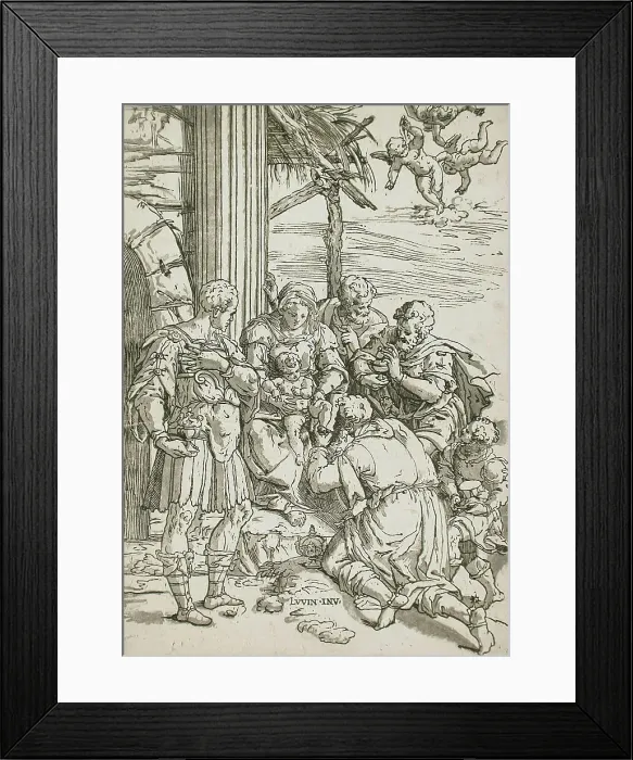 Framed Print : Adoration of the Magi, between 1580 and 1610. Creator: Andrea Andreani