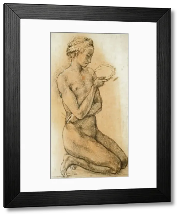 Framed Print : Study of a Kneeling Nude Girl for The Entombment, ca 1500-1501. Creator: Buonarroti, Michelangelo (1475-1564). Study of a Kneeling Nude Girl for The Entombment, ca 1500-1501. Creator: Buonarroti, Michelangelo (1475-1564) Framed Print : Study of a Kneeling Nude Girl for The Entombment, ca 1500-1501. Creator: Buonarroti, Michelangelo (1475-1564). Study of a Kneeling Nude Girl for The Entombment, ca 1500-1501. Creator: Buonarroti, Michelangelo (1475-1564)