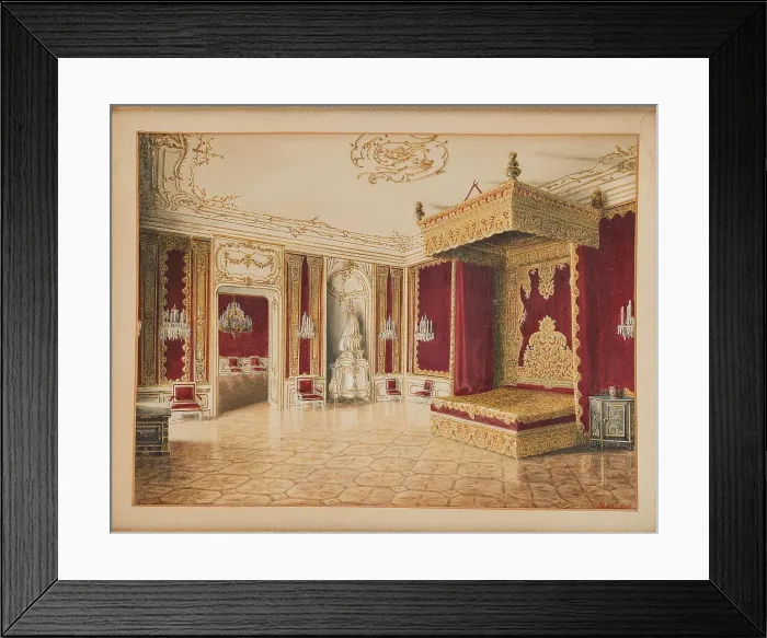 Framed Print : Sumptuous room ('Reiches Zimmer') of the Imperial Palace in Vienna with the state bed of Maria... Creator: Stillfried von Rathenitz, Raimund, Freiherr (1839-1911). Sumptuous room ('Reiches Zimmer') Framed Print : Sumptuous room ('Reiches Zimmer') of the Imperial Palace in Vienna with the state bed of Maria... Creator: Stillfried von Rathenitz, Raimund, Freiherr (1839-1911). Sumptuous room ('Reiches Zimmer')