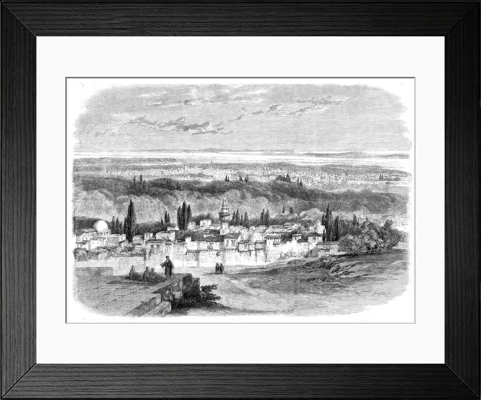 Framed Print : View of Damascus from the Hill of Salahiyeh - from a drawing by E. Harker, 1860. Creator: Smyth Framed Print : View of Damascus from the Hill of Salahiyeh - from a drawing by E. Harker, 1860. Creator: Smyth