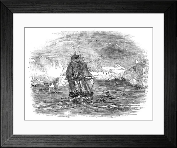 Framed Print : The North Atlantic Telegraph - The Expedition arriving at Kaksimiut, Greenland, 1860. Creator: Unknown Framed Print : The North Atlantic Telegraph - The Expedition arriving at Kaksimiut, Greenland, 1860. Creator: Unknown