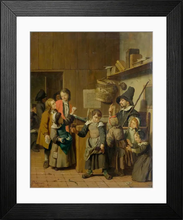 Framed Print : Teacher and school children in the classroom, 1733. Creator: Horemans, Jan Josef, the Younger (1714-1790) Framed Print : Teacher and school children in the classroom, 1733. Creator: Horemans, Jan Josef, the Younger (1714-1790)
