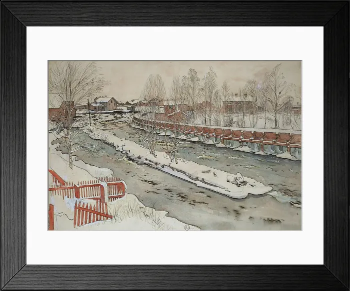Framed Print : The Timber Chute. Winterscene. From A Home (26 watercolours), c19th century. Creator: Carl Larsson Framed Print : The Timber Chute. Winterscene. From A Home (26 watercolours), c19th century. Creator: Carl Larsson
