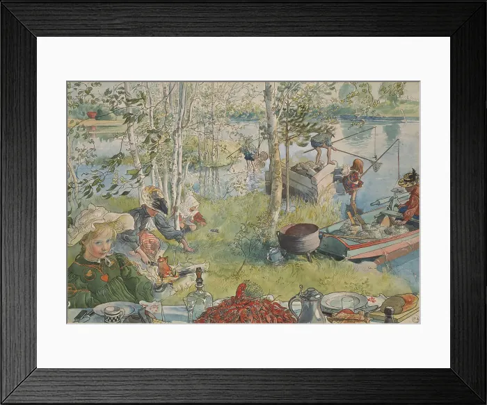 Framed Print : Crayfishing. From A Home (26 watercolours), c19th century. Creator: Carl Larsson Framed Print : Crayfishing. From A Home (26 watercolours), c19th century. Creator: Carl Larsson