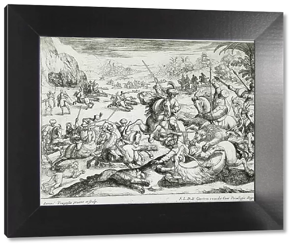 A Lion Hunt, 16th century. Creator: Antonio Tempesta