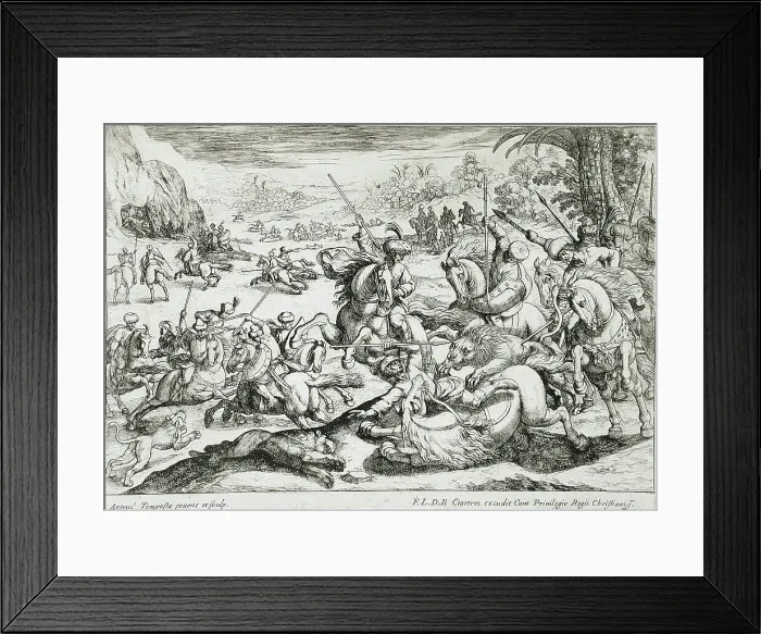 Framed Print : A Lion Hunt, 16th century. Creator: Antonio Tempesta Framed Print : A Lion Hunt, 16th century. Creator: Antonio Tempesta