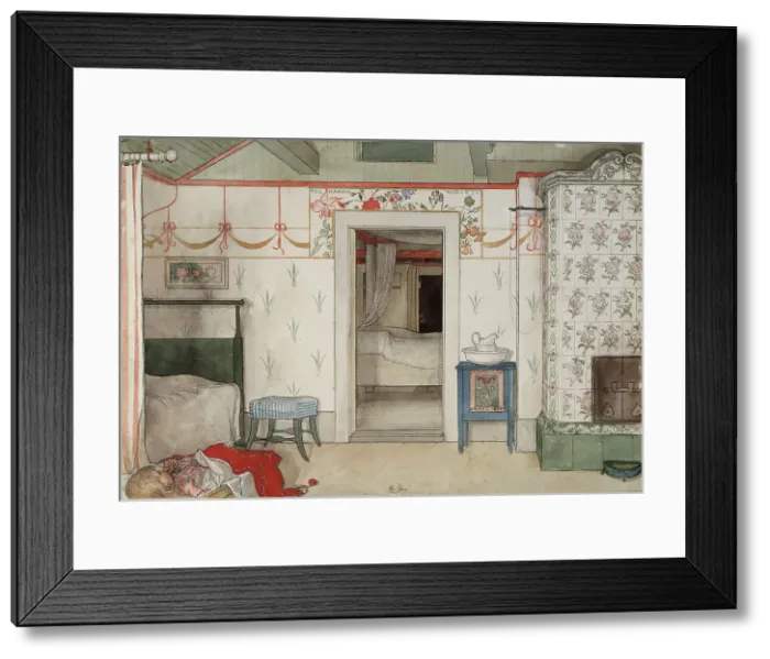 Framed Print : Brita's Forty Winks. From A Home (26 watercolours), c1894. Creator: Carl Larsson Framed Print : Brita's Forty Winks. From A Home (26 watercolours), c1894. Creator: Carl Larsson