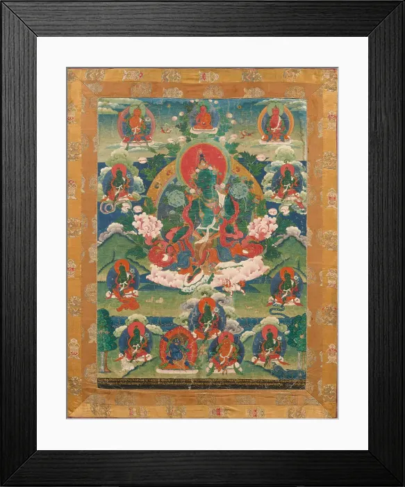 Framed Print : Thangka of Green Tara, Savior from the Eight Dangers, 18th century. Creator: Tibetan culture Framed Print : Thangka of Green Tara, Savior from the Eight Dangers, 18th century. Creator: Tibetan culture
