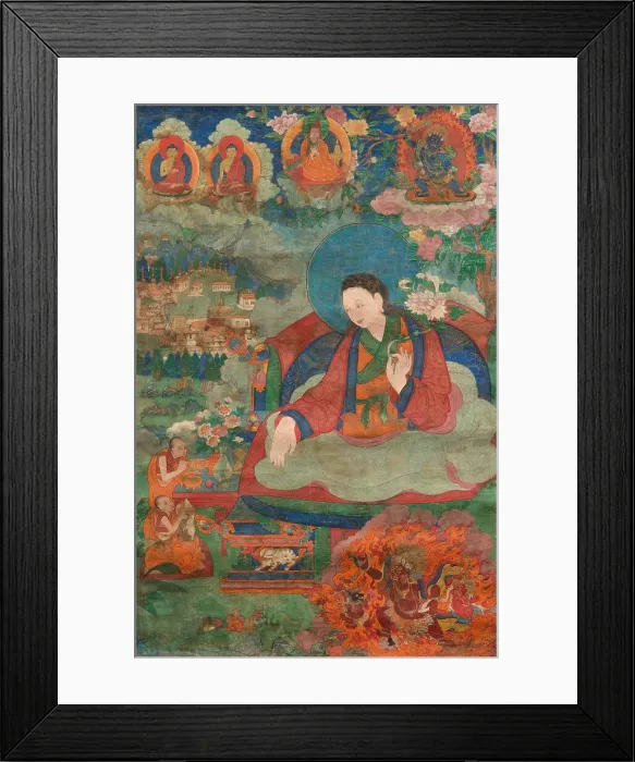 Framed Print : Thangka of Guru Dromtönpa, 18th century. Creator: Tibetan culture Framed Print : Thangka of Guru Dromtönpa, 18th century. Creator: Tibetan culture