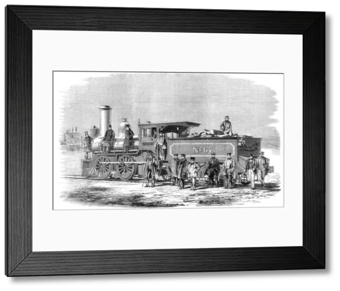 Framed Print : The George Stephenson locomotive engine built at Hamilton, Canada West, for the Great... 1860. Creator: Unknown. The George Stephenson locomotive engine built at Hamilton, Canada West, for the Great... 1860. Creator: Unknown