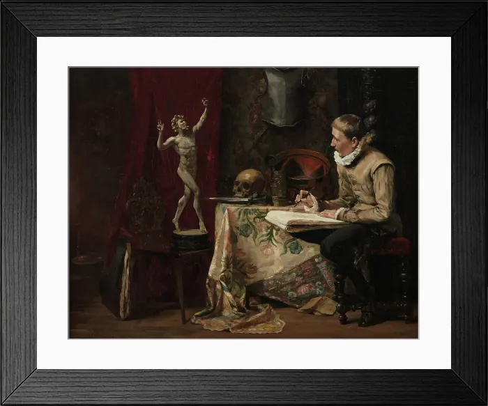 Framed Print : The Artist's Studio, with self-portrait, late 19th century. Creator: Hugo Birger Framed Print : The Artist's Studio, with self-portrait, late 19th century. Creator: Hugo Birger