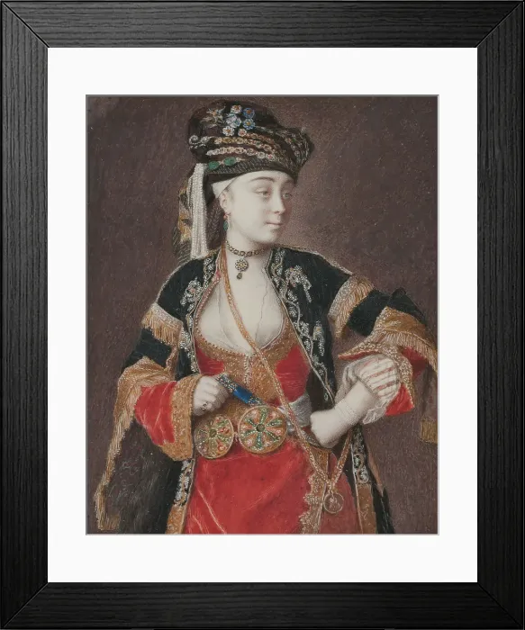 Framed Print : Unknown lady in Turkish costume, 18th century. Creator: Jean-Etienne Liotard Framed Print : Unknown lady in Turkish costume, 18th century. Creator: Jean-Etienne Liotard