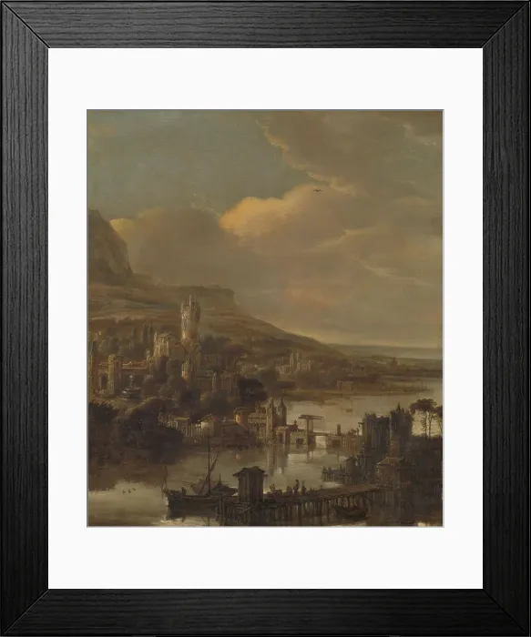 Framed Print : River view, 1640-1674. Creator: Jacob Willemsz de Wet the elder Framed Print : River view, 1640-1674. Creator: Jacob Willemsz de Wet the elder
