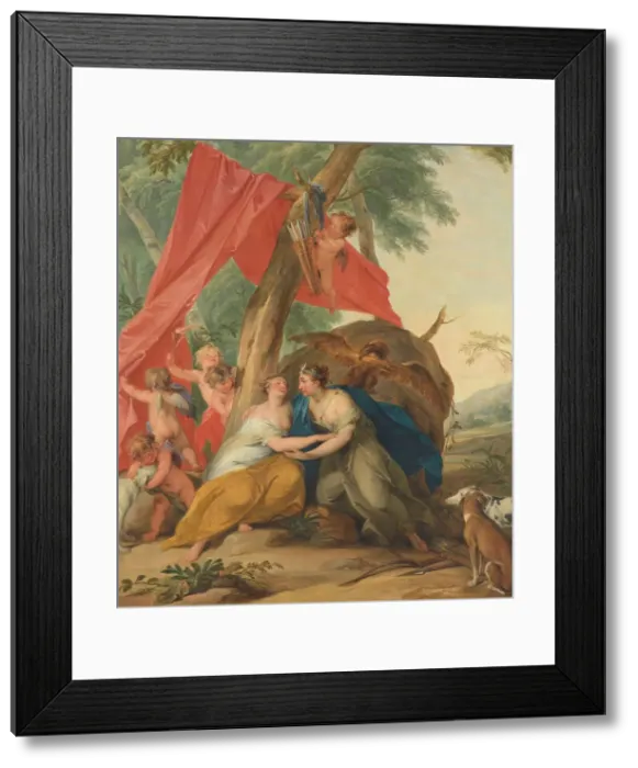 Framed Print : Jupiter, Disguised as Diana, Seducing the Nymph Callisto, 1727. Creator: Jacob de Wit Framed Print : Jupiter, Disguised as Diana, Seducing the Nymph Callisto, 1727. Creator: Jacob de Wit