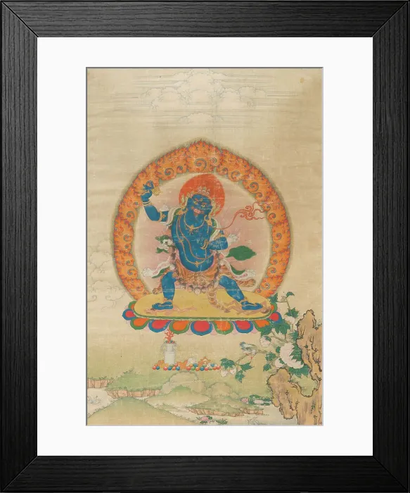 Framed Print : Thangka of Vajrapani, 18th century. Creator: Tibetan culture Framed Print : Thangka of Vajrapani, 18th century. Creator: Tibetan culture