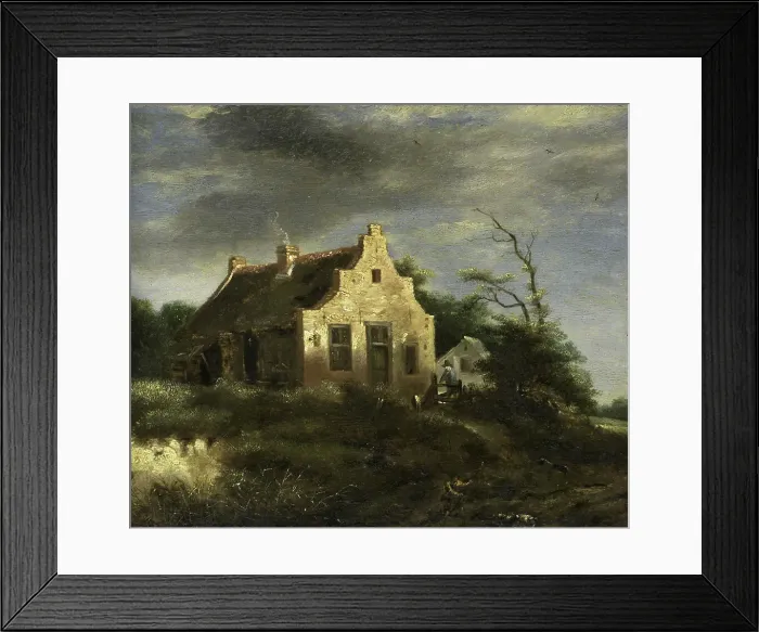 Framed Print : Farm in a wooded dune landscape, 1650-1750. Creator: School of Jacob Isaacksz van Ruisdael Framed Print : Farm in a wooded dune landscape, 1650-1750. Creator: School of Jacob Isaacksz van Ruisdael