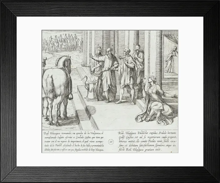 Framed Print : Gonzalo Gustos Comes to Ruy Velazquez Promising Satisfaction for His Son's Deeds, 1612. Creator: Antonio Tempesta Framed Print : Gonzalo Gustos Comes to Ruy Velazquez Promising Satisfaction for His Son's Deeds, 1612. Creator: Antonio Tempesta