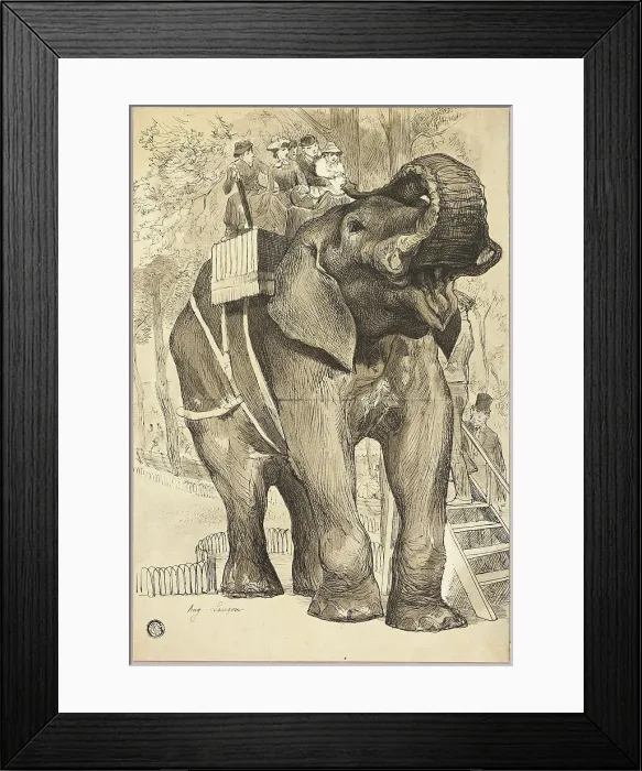 Framed Print : Elephant with Riders, n.d. Creator: Auguste-Andre Lancon Framed Print : Elephant with Riders, n.d. Creator: Auguste-Andre Lancon