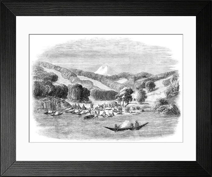 Framed Print : Massacre of a mission party of the Alan Gardiner by the natives at Woolya, Tierra del Fuego, 1860. Creator: Unknown. Massacre of a mission party of the Alan Gardiner by the natives at Woolya, Tierra del Fuego, 1860. Creator: Unknown
