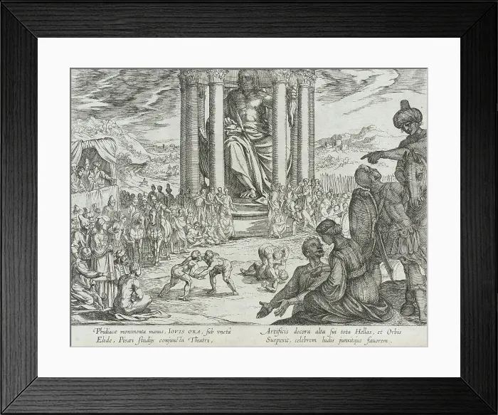 Framed Print : The Statue of Jupiter at Olympia, published 1610. Creator: Antonio Tempesta Framed Print : The Statue of Jupiter at Olympia, published 1610. Creator: Antonio Tempesta