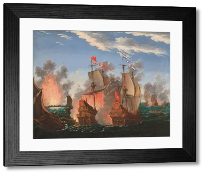 Framed Print : The Battle of Fehmarn on 13 October 1644, 1670. Creator: Kauw, Albrecht (1616-1681) Framed Print : The Battle of Fehmarn on 13 October 1644, 1670. Creator: Kauw, Albrecht (1616-1681)