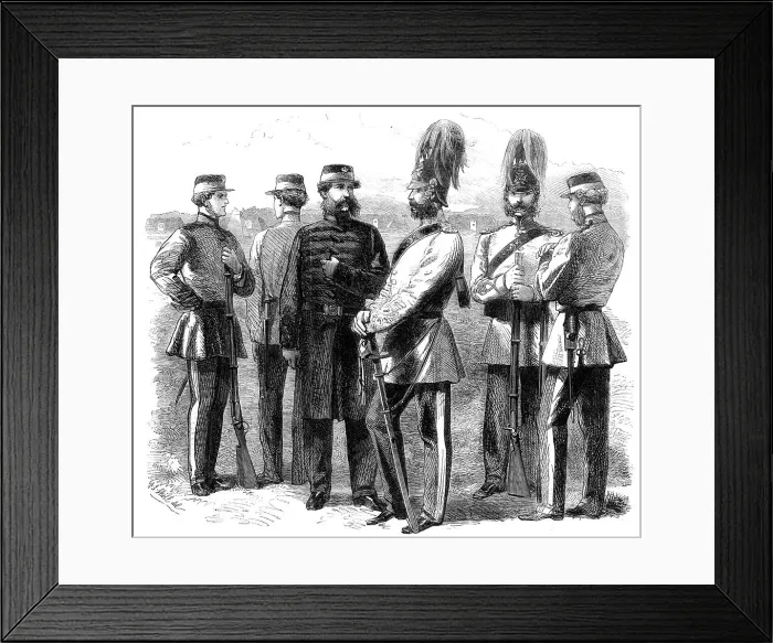 Framed Print : The Volunteer Guards (32nd Middlesex), generally known as the Six-Foot Corps. 1860. Creator: Unknown Framed Print : The Volunteer Guards (32nd Middlesex), generally known as the Six-Foot Corps. 1860. Creator: Unknown