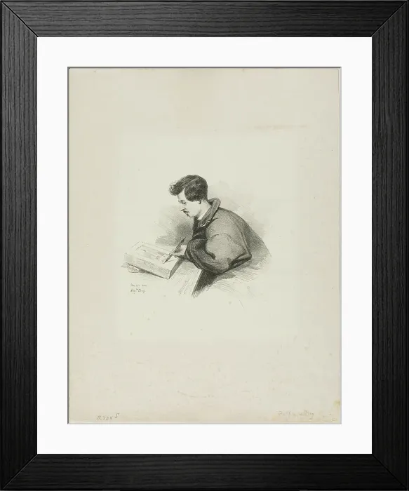 Framed Print : Portrait of Auguste Raffet, 1839. Creator: Auguste Bry Framed Print : Portrait of Auguste Raffet, 1839. Creator: Auguste Bry