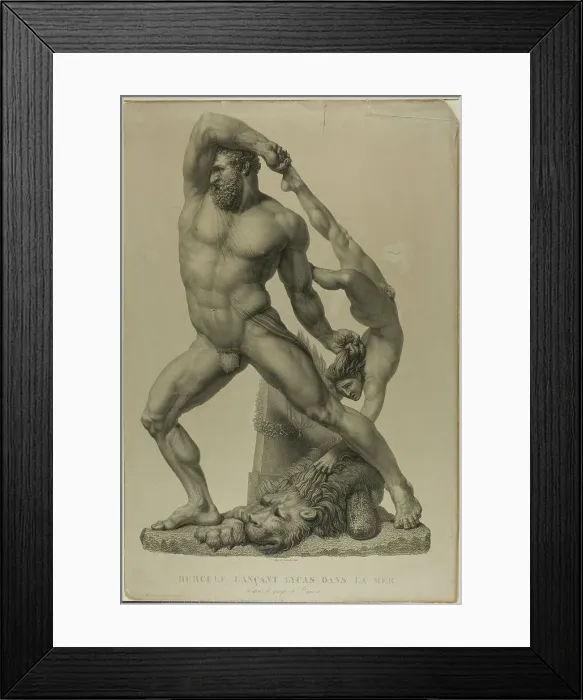 Framed Print : Hercules Throwing Lichas into the Sea, 1815 / 45. Creator: Auguste de Valmont Framed Print : Hercules Throwing Lichas into the Sea, 1815 / 45. Creator: Auguste de Valmont