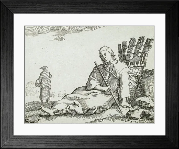 Framed Print : Seated Peasant and Basket, 17th century. Creator: Frederick Bloemaert Framed Print : Seated Peasant and Basket, 17th century. Creator: Frederick Bloemaert