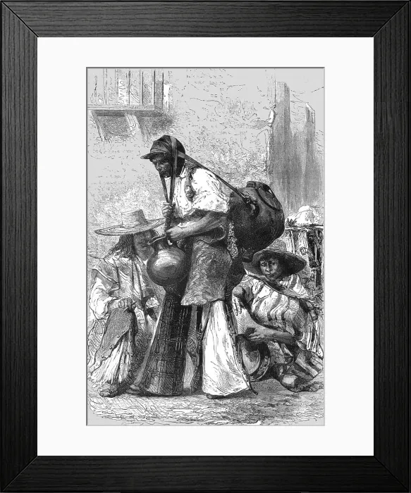Framed Print : Mexican Water-Carrier (Aguador); A Zigzag Journey through Mexico, 1875. Creator: Unknown Framed Print : Mexican Water-Carrier (Aguador); A Zigzag Journey through Mexico, 1875. Creator: Unknown
